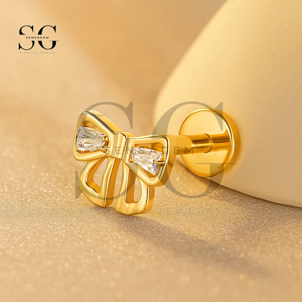 SGYS1156 Titanium CZ Pave Bow Tie Internal Labret - Imagem 2