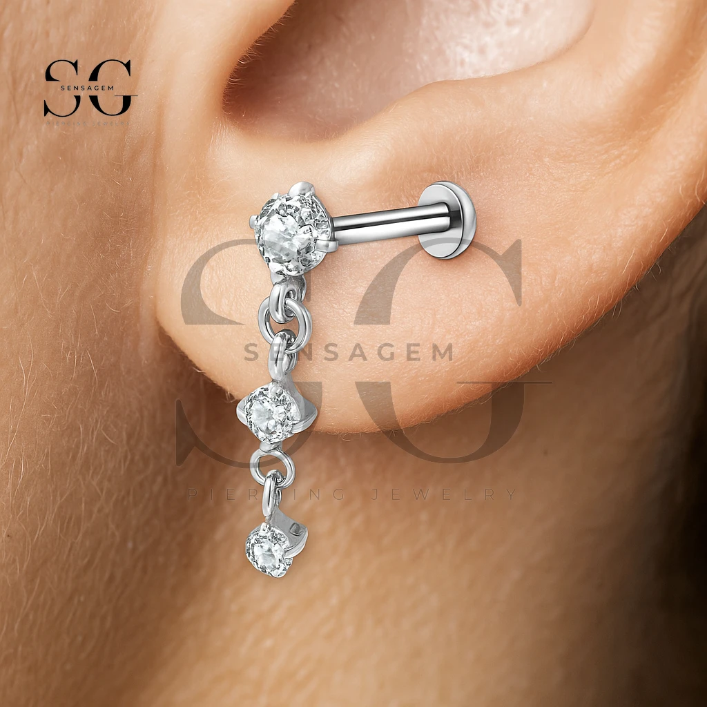 SGYS1162 Titanium Marquise & Flower CZ Internal Labret - Afbeelding 2