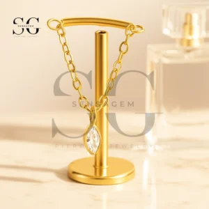 SGYS1178 Teardrop CZ Dangle Titanium Labret Stud