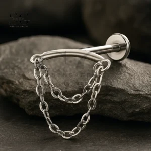 SGYS1180 Double Chain Titanium Labret Stud