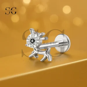 SGYS1189 CZ Dog Puppy Titanium Labret Stud