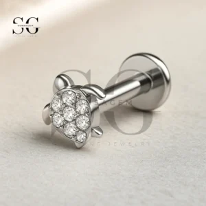 SGYS1190 CZ Sea Turtle Titanium Labret Stud