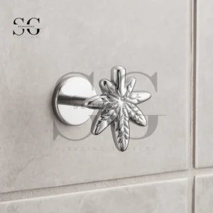 SGYS1210 Unique Leaf Texture Titanium Flat Back Stud