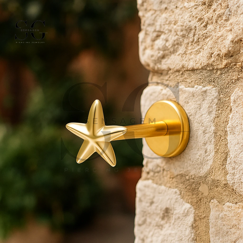 SGYS1211 Dainty Starfish Titanium Internally Threaded Labret - immagine 2