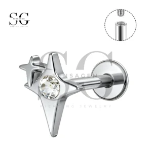 SGYS1253 Minimalist CZ Starburst Titanium Piercing