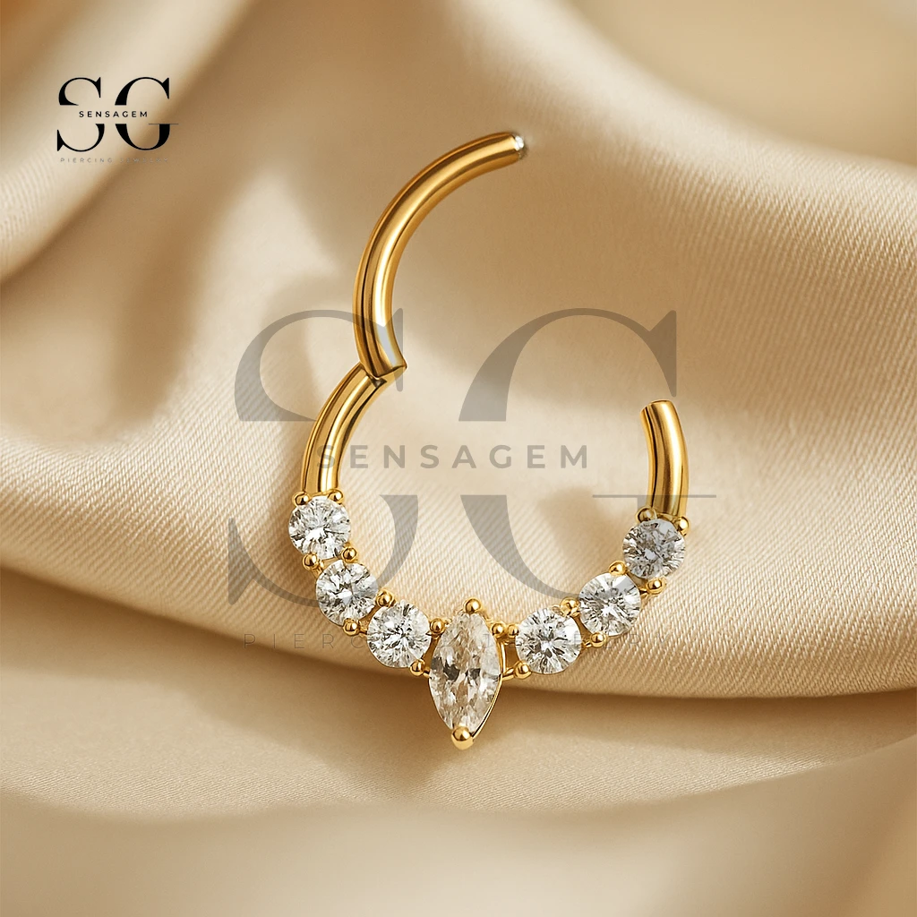 SGYS3231 Center Marquise & Pave CZ Hinged Septum Clicker - Image 2