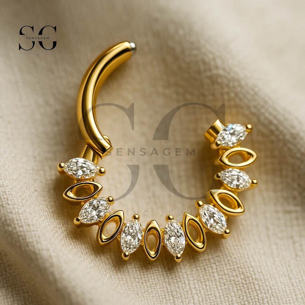 SGYS3238 Implant Grade F-136 Titanium Alternating Marquise Clicker - Afbeelding 2