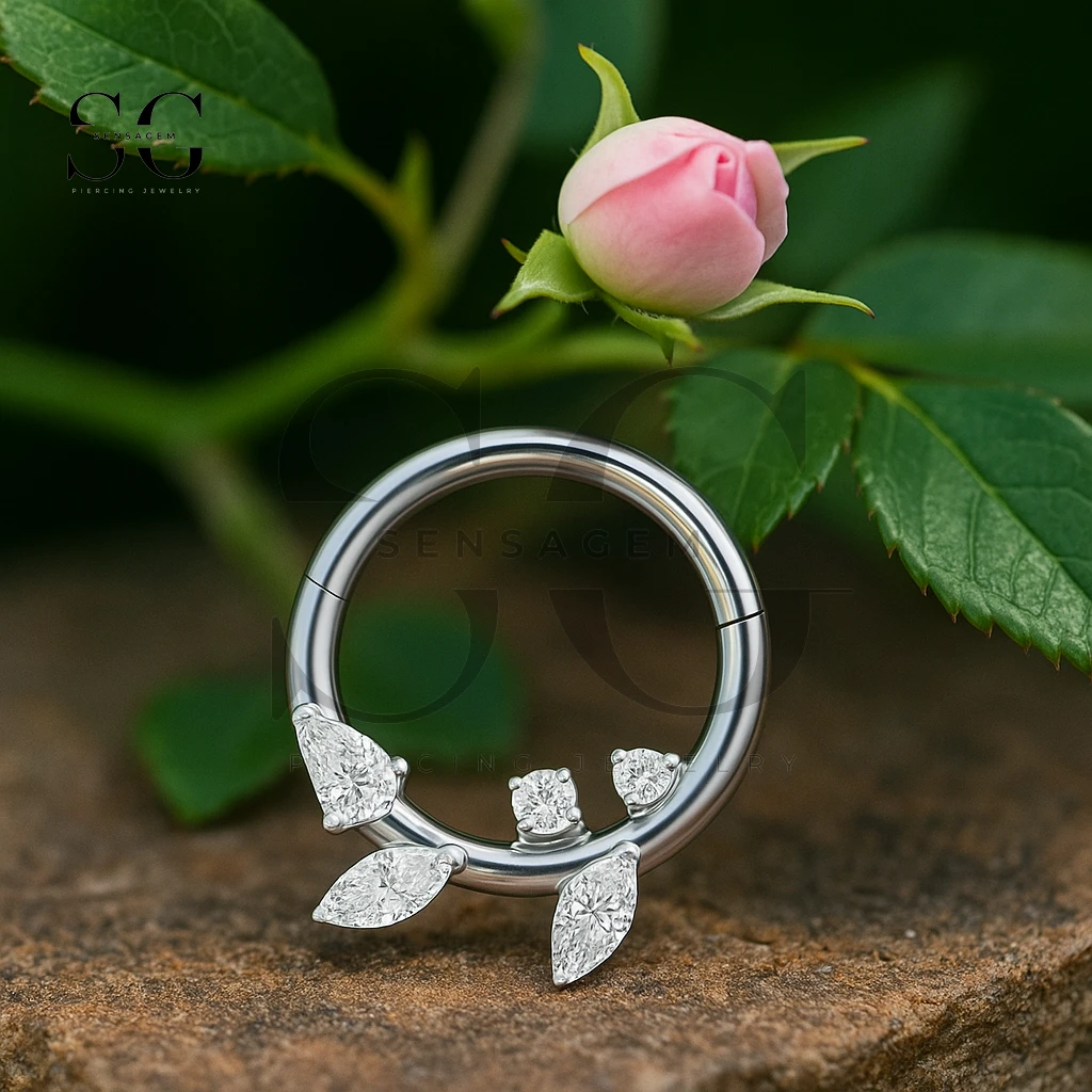 SGYS3241 Center Baguette Gem High Polish Septum Hoop