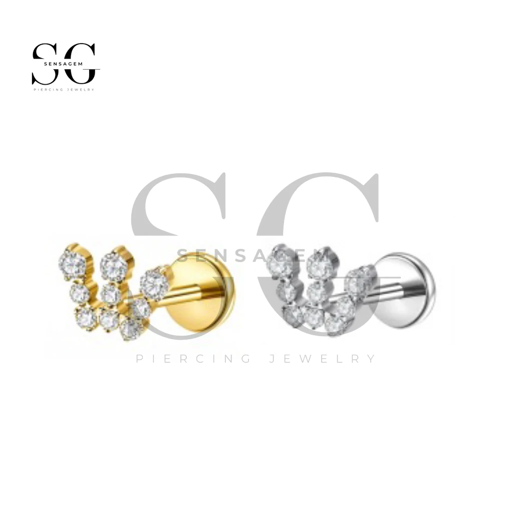 SGYS4309 Sparkling CZ Cluster Titanium Flat Back Stud