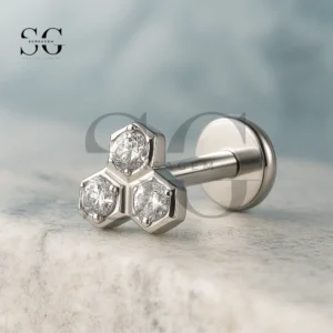SGYS4318 Chic Honeycomb Cluster Titanium Flat Back Stud