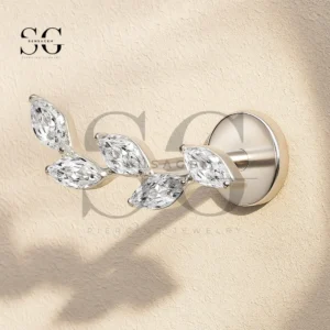 SGYS4323 Dainty Vine CZ Titanium Flat Back Stud
