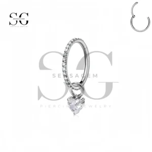 SG3261 Titanium Heart CZ Clicker Ring