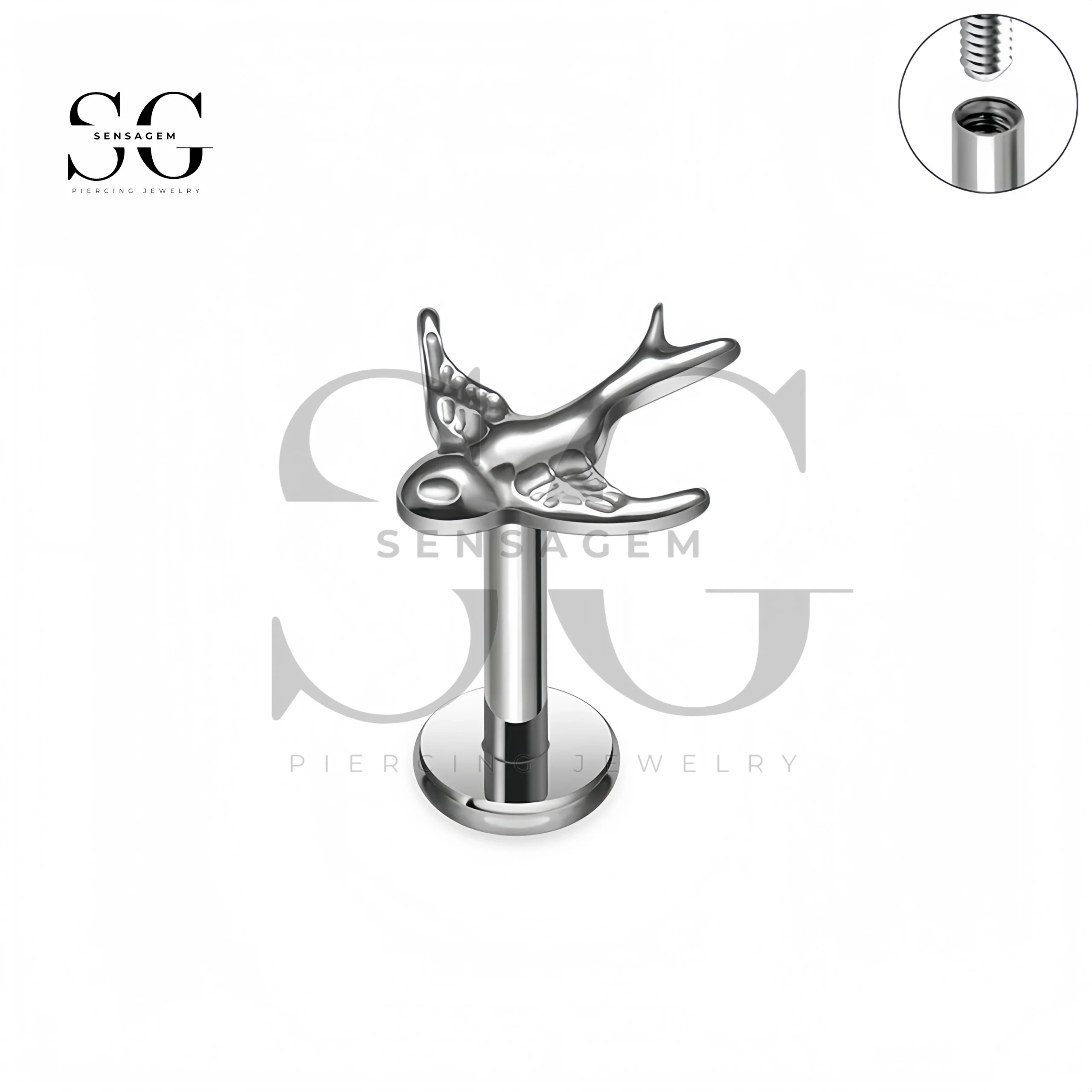 SG4399 Titanium Bird Lip Stud Internal Piercing Jewelry - Imagen 3