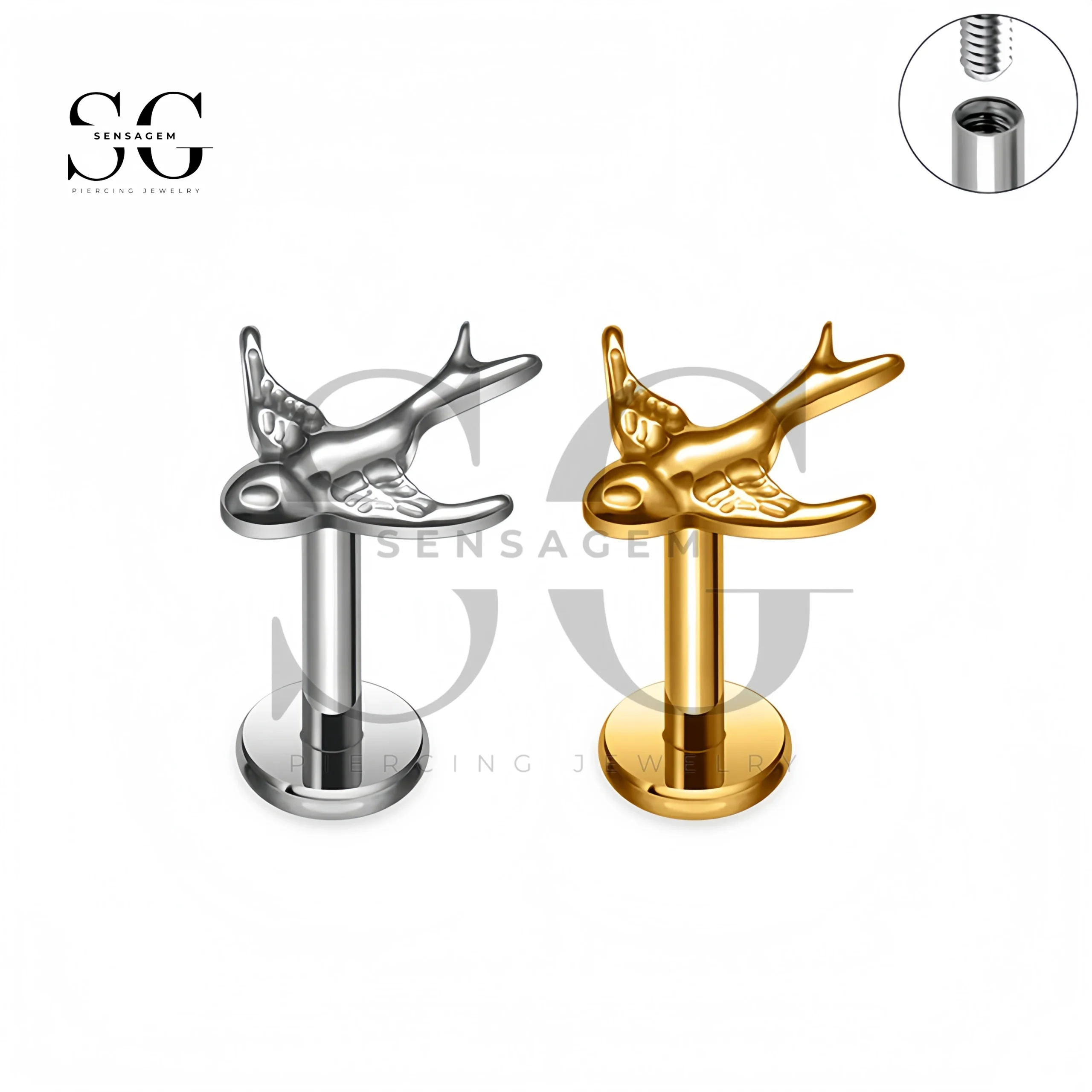 SG4399 Titanium Bird Lip Stud Internal Piercing Jewelry