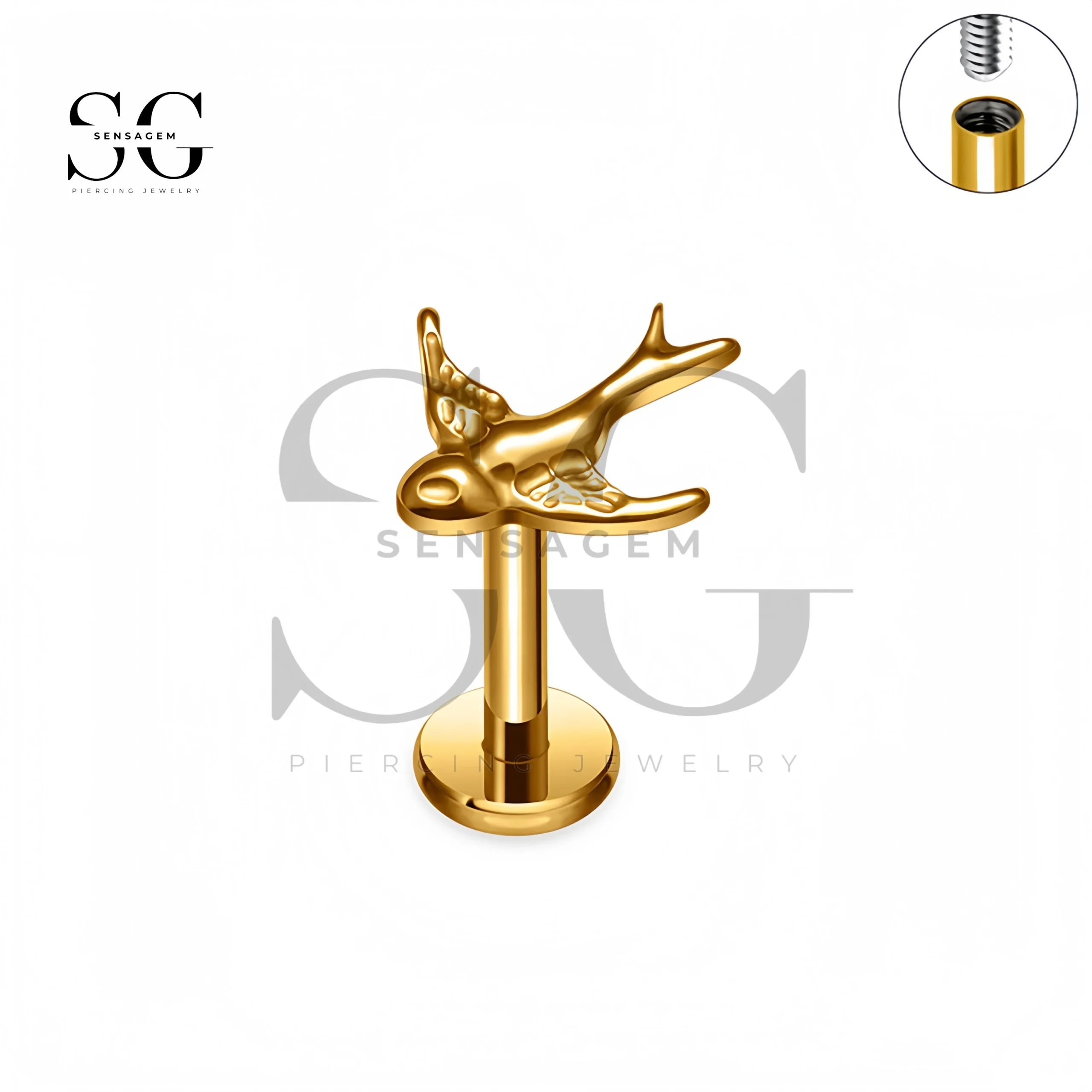 SG4399 Titanium Bird Lip Stud Internal Piercing Jewelry - Imagen 2