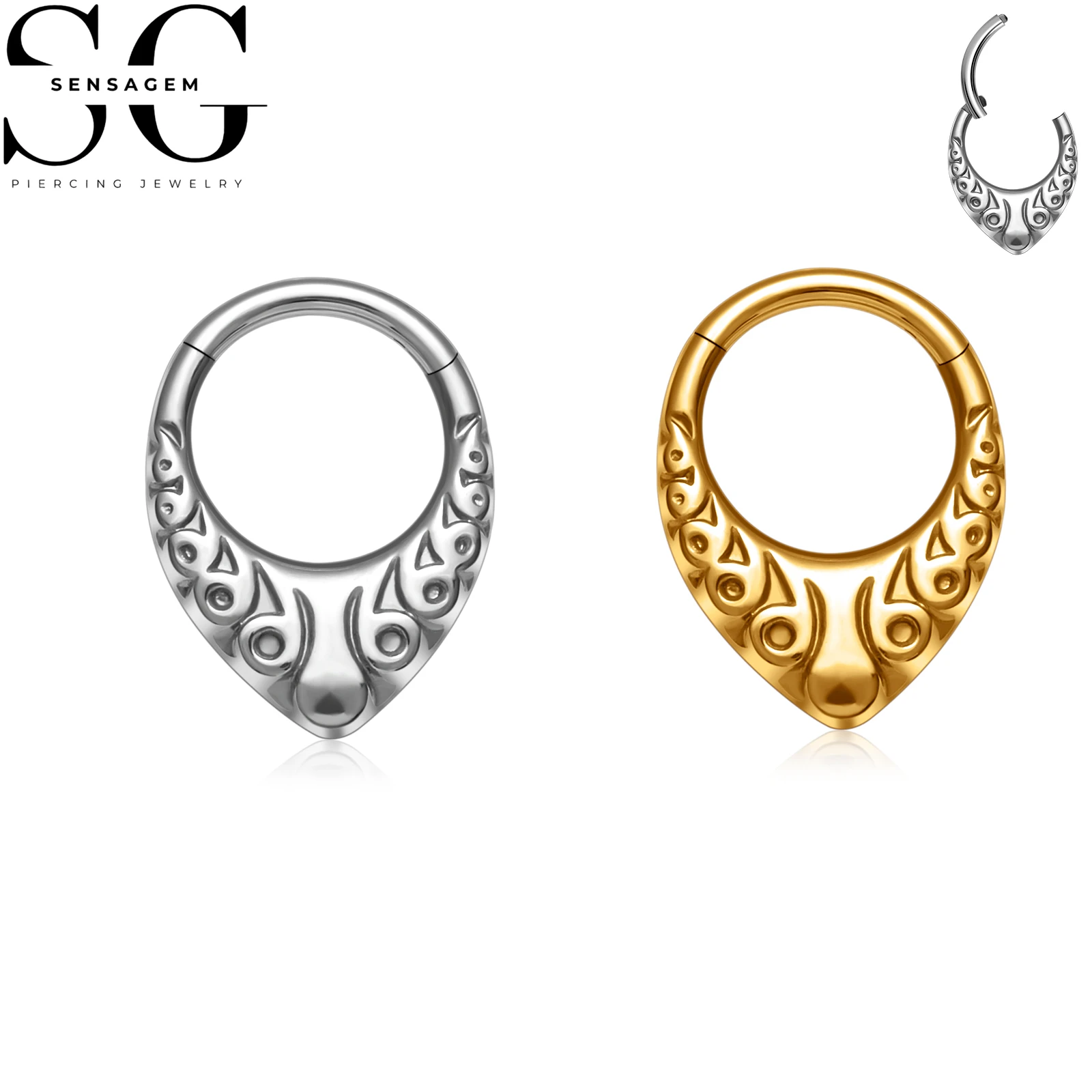SG3267 F136 Titanium Decorative Clicker Hoop Ring 1.2x8mm Piercing Jewelry