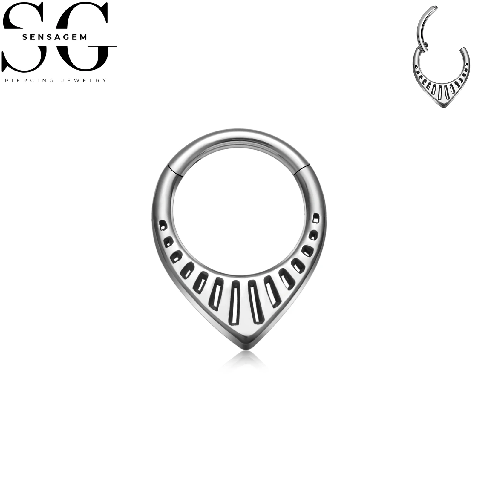 SG3268 F136 Titanium Fan Design Clicker Ring 1.2x8mm Septum Piercing - Image 3