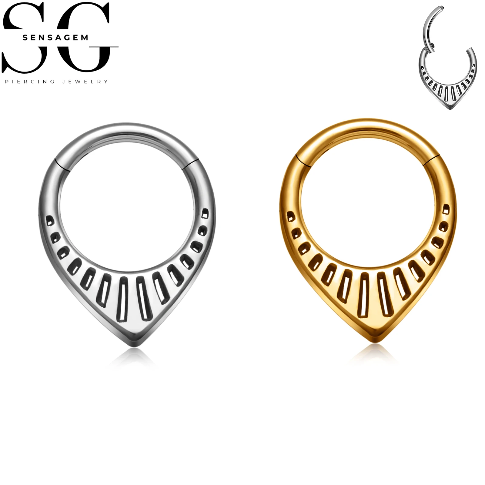 SG3268 F136 Titanium Fan Design Clicker Ring 1.2x8mm Septum Piercing