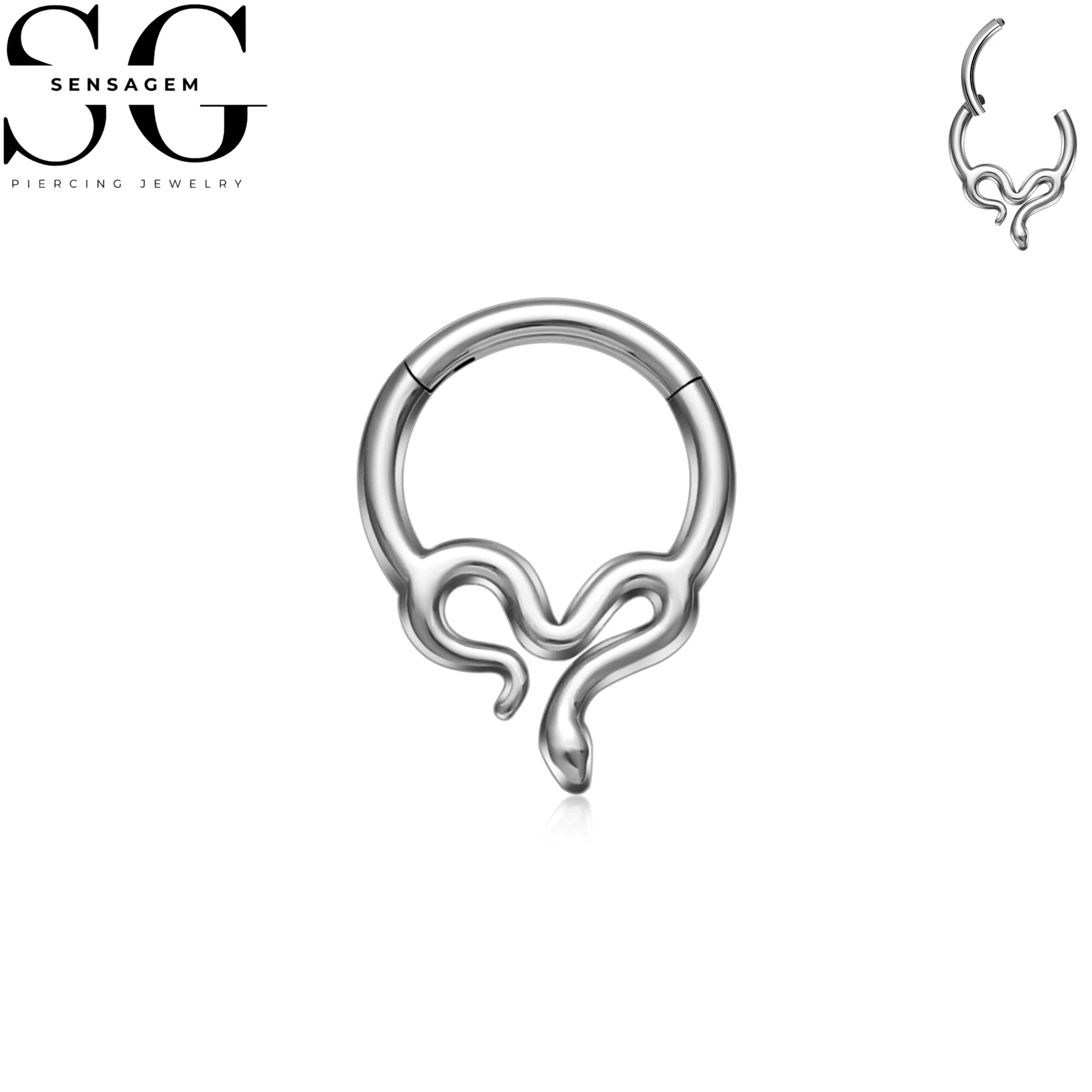 SG3269 F136 Titanium Snake Design Clicker Ring 1.2x8mm Septum Piercing - Image 2