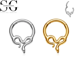 SG3269 F136 Titanium Snake Design Clicker Ring 1.2x8mm Septum Piercing