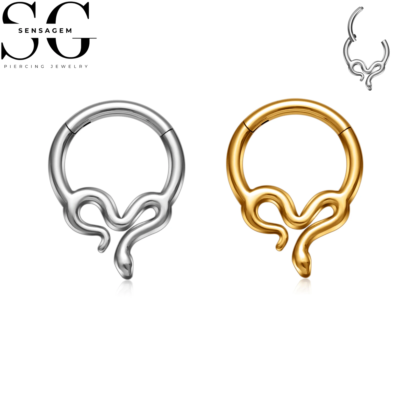 SG3269 F136 Titanium Snake Design Clicker Ring 1.2x8mm Septum Piercing