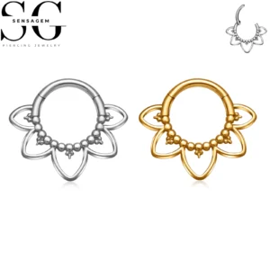 SG3270 F136 Titanium Flower Clicker Ring 1.2x8mm Septum Piercing Jewelry