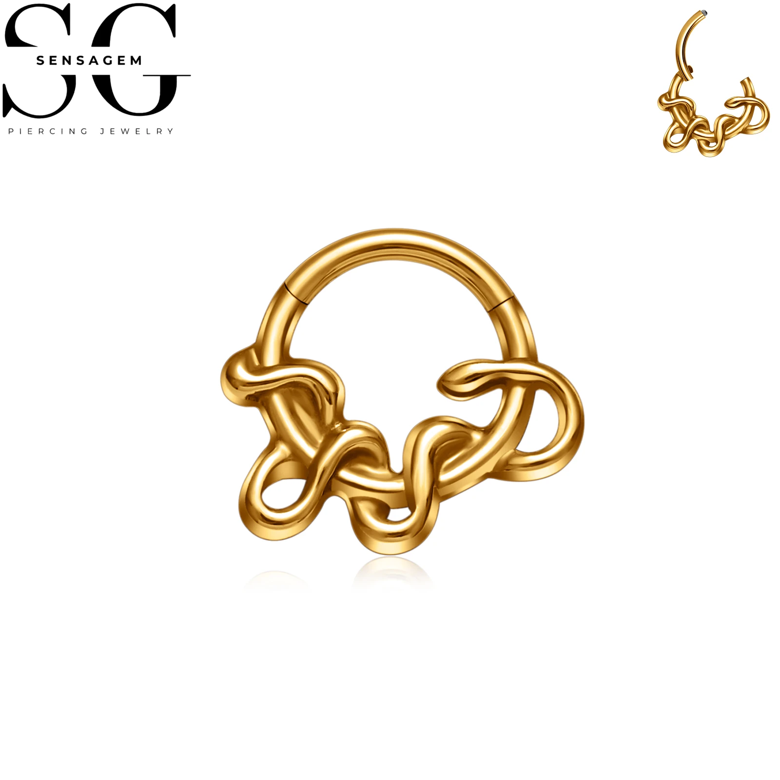 SG3271 F136 Titanium Abstract Clicker Ring 1.2x8mm Septum Piercing Jewelry - Image 3