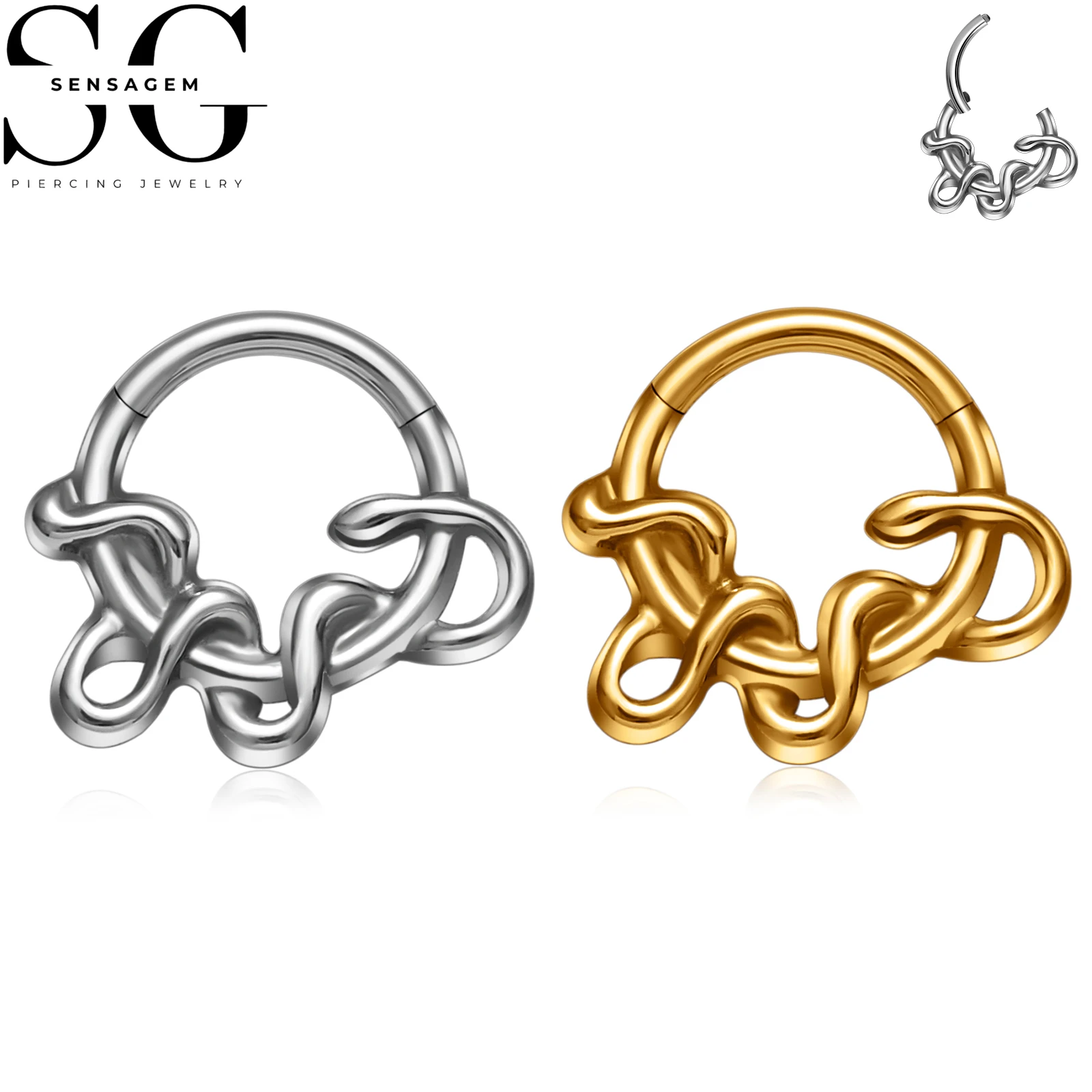 SG3271 F136 Titanium Abstract Clicker Ring 1.2x8mm Septum Piercing Jewelry