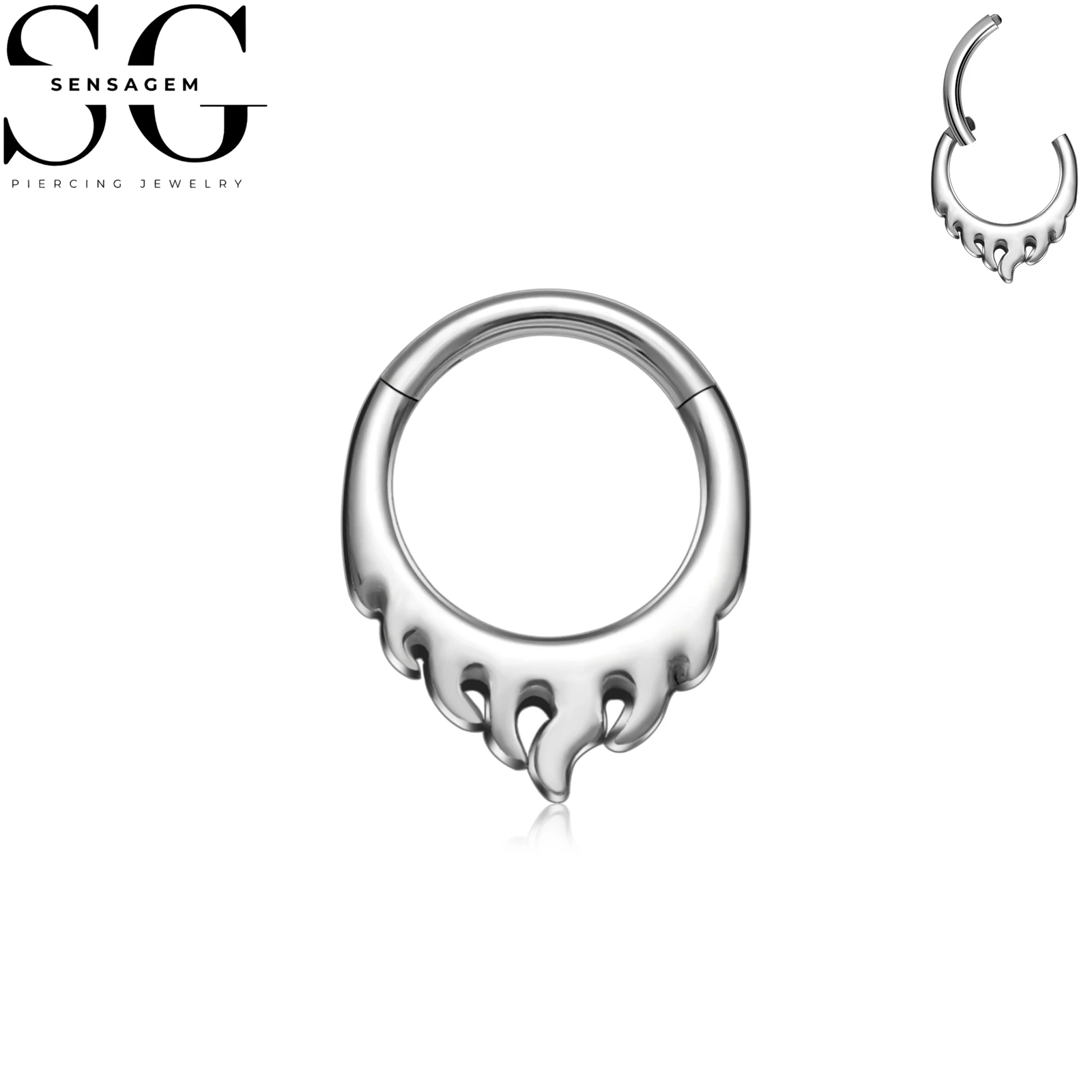 SG3272 F136 Titanium Drip Design Clicker Ring 1.2x8mm Septum Piercing - Image 2