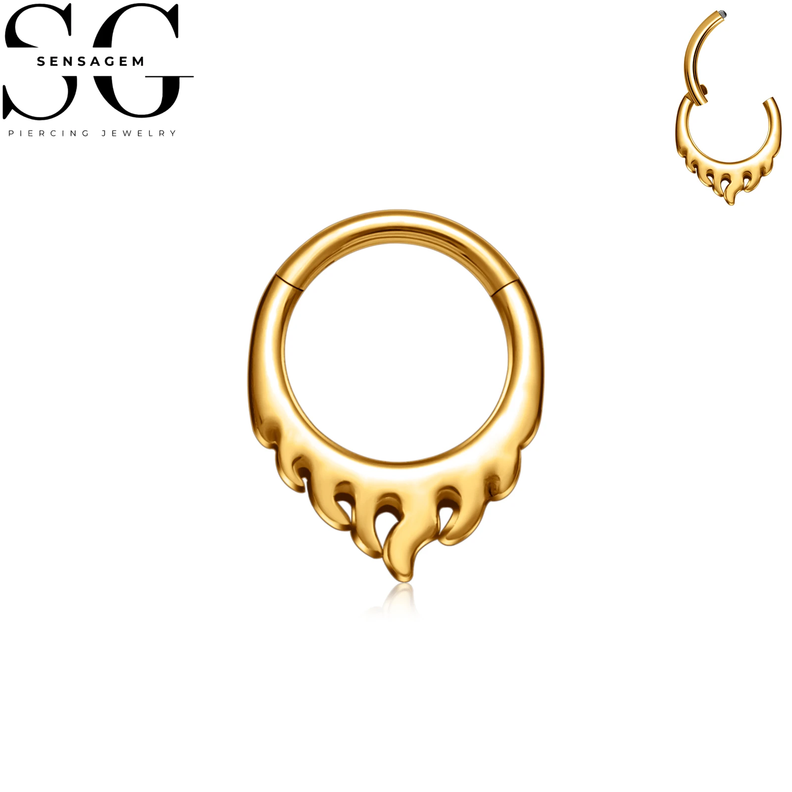 SG3272 F136 Titanium Drip Design Clicker Ring 1.2x8mm Septum Piercing - Image 3