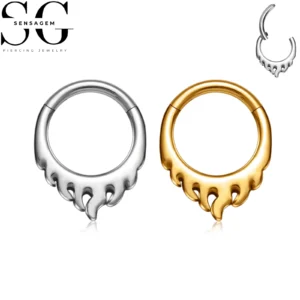 SG3272 F136 Titanium Drip Design Clicker Ring 1.2x8mm Septum Piercing