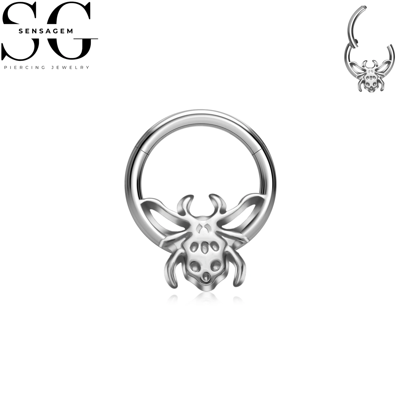 SG3273 F136 Titanium Spider Clicker Ring 1.2x8mm Septum Piercing Jewelry - Afbeelding 3