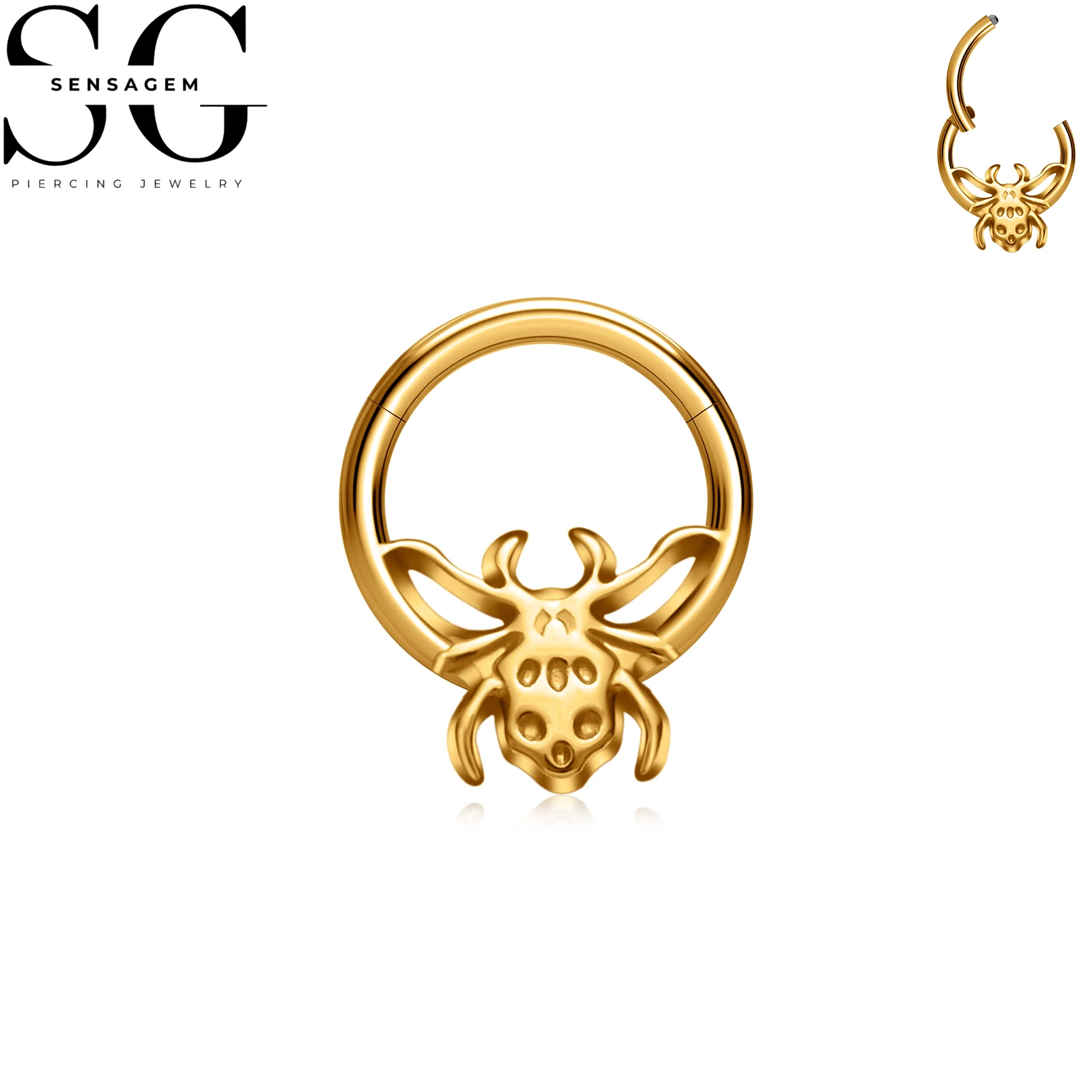 SG3273 F136 Titanium Spider Clicker Ring 1.2x8mm Septum Piercing Jewelry - Afbeelding 2