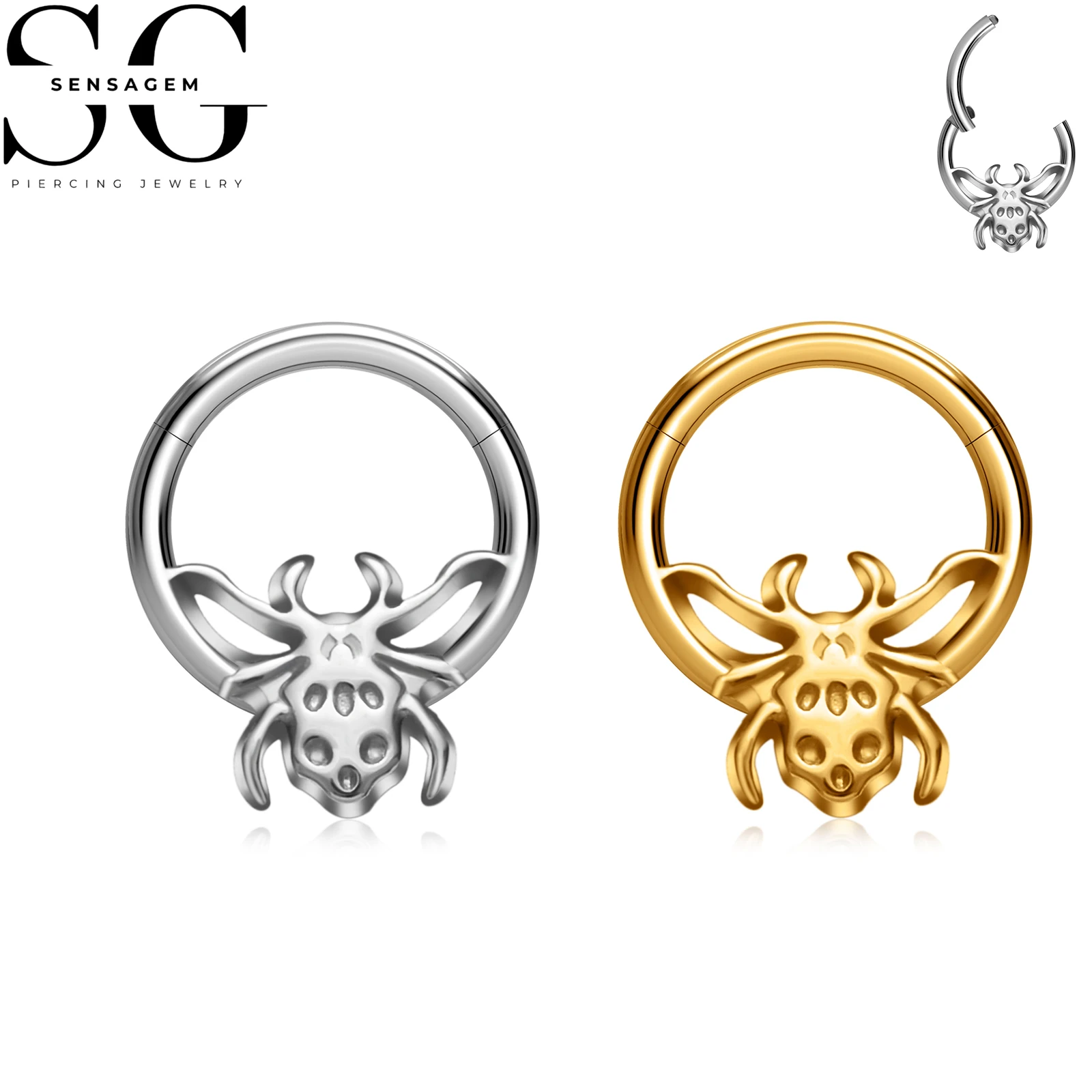 SG3273 F136 Titanium Spider Clicker Ring 1.2x8mm Septum Piercing Jewelry
