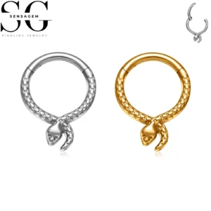 SG3275 F136 Titanium Snake Head Clicker Ring 1.2x8mm Septum Piercing