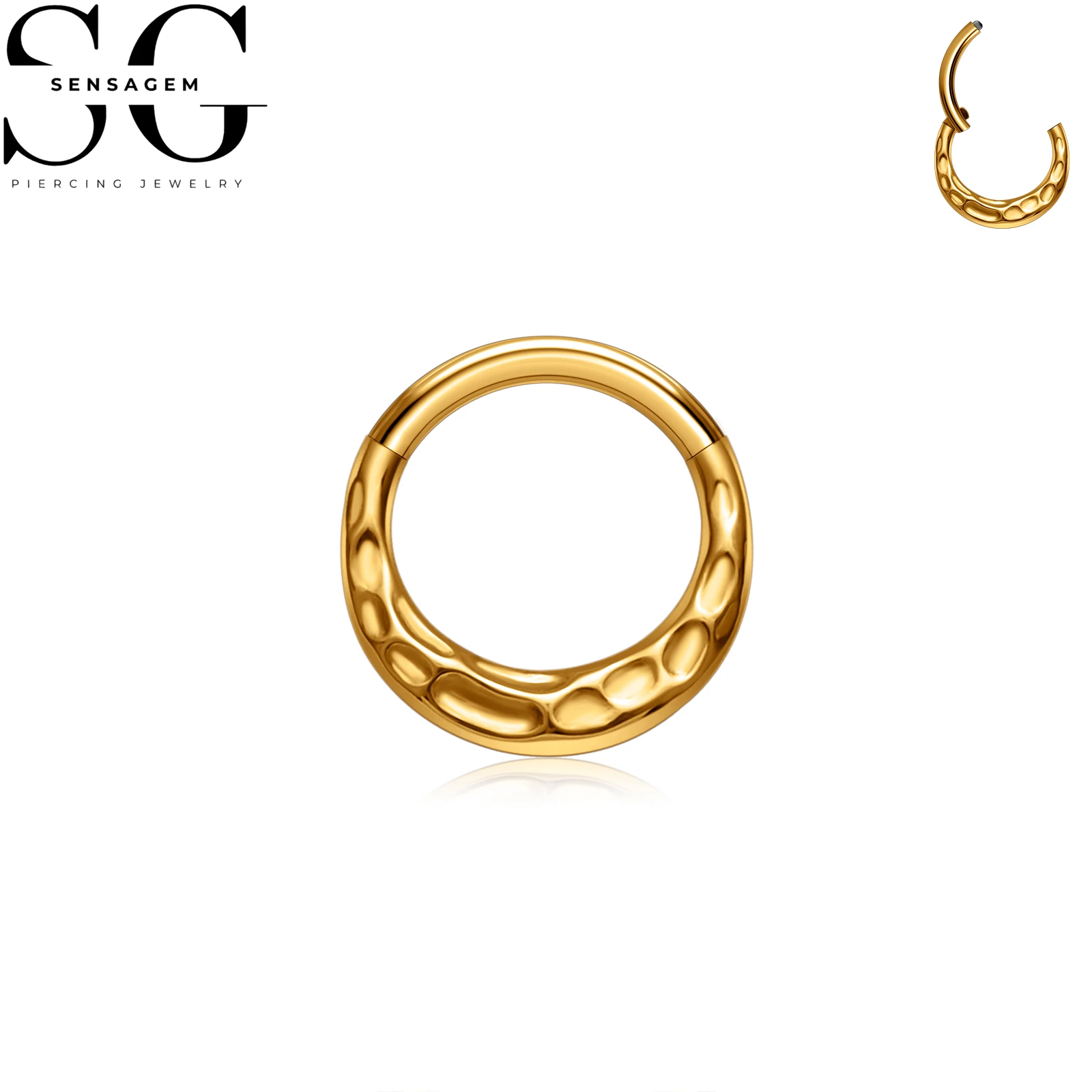 SG3277 F136 Titanium Hammered Clicker Ring 1.2x8mm Septum Piercing - Image 3