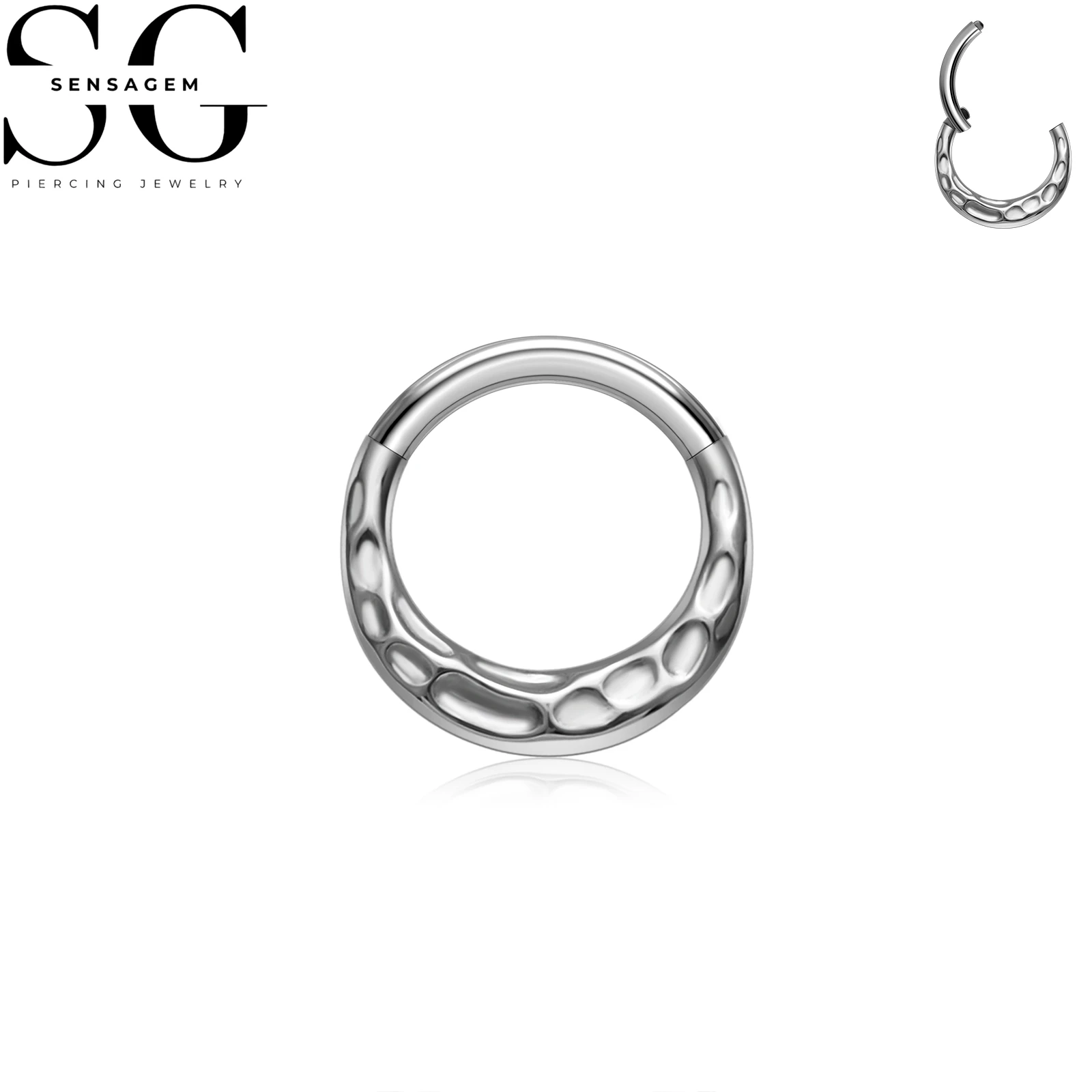 SG3277 F136 Titanium Hammered Clicker Ring 1.2x8mm Septum Piercing - Image 2