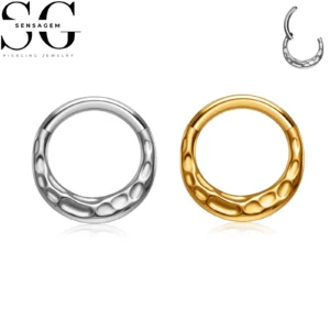 SG3277 F136 Titanium Hammered Clicker Ring 1.2x8mm Septum Piercing