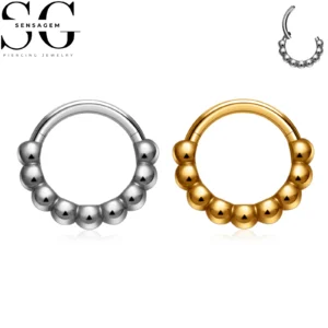 SG3278 F136 Titanium Ball Bead Clicker Hoop Ring 1.2x8mm Septum Ring