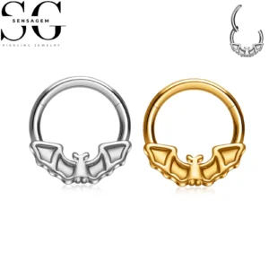SG3279 F136 Titanium Bat Clicker Ring 1.2x8mm Septum Piercing Jewelry