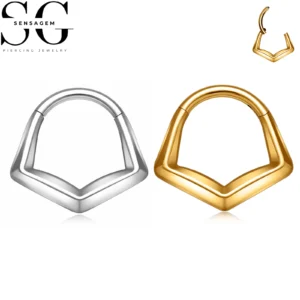 SG3280 F136 Titanium V Shape Clicker Ring 1.2x8mm Septum Piercing Jewelry