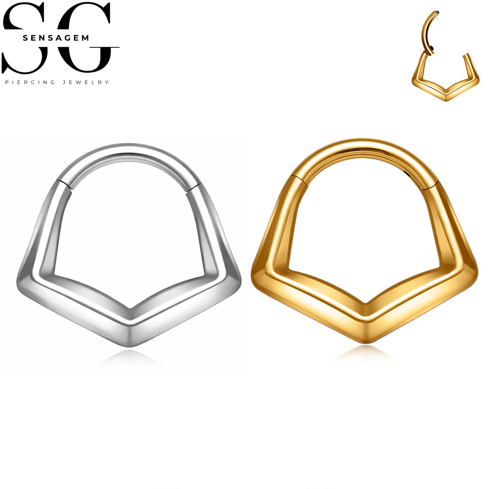 SG3280 F136 Titanium V Shape Clicker Ring 1.2x8mm Septum Piercing Jewelry