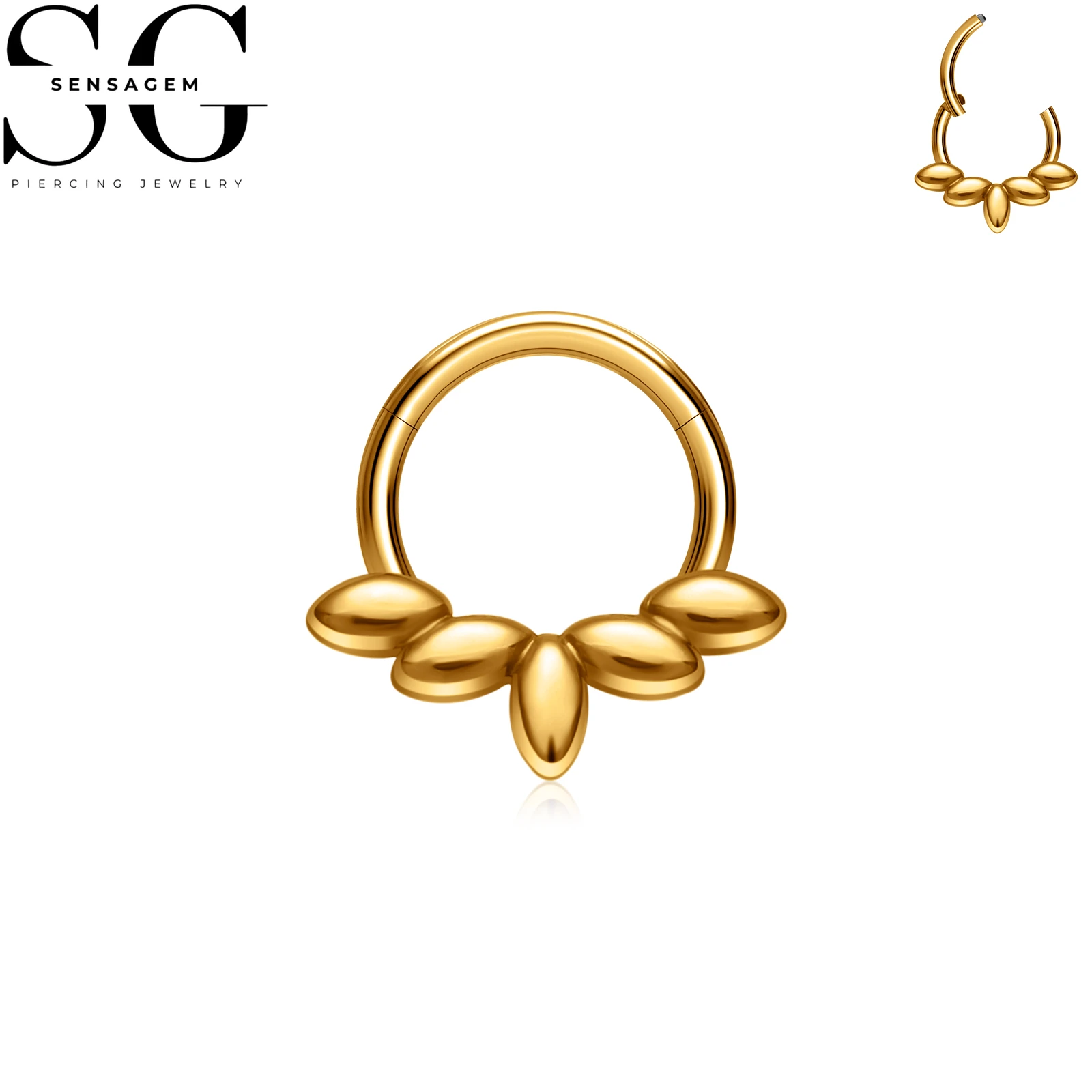 SG3281 F136 Titanium Floral Clicker Hoop Ring 1.2x8mm Septum Ring - Image 3