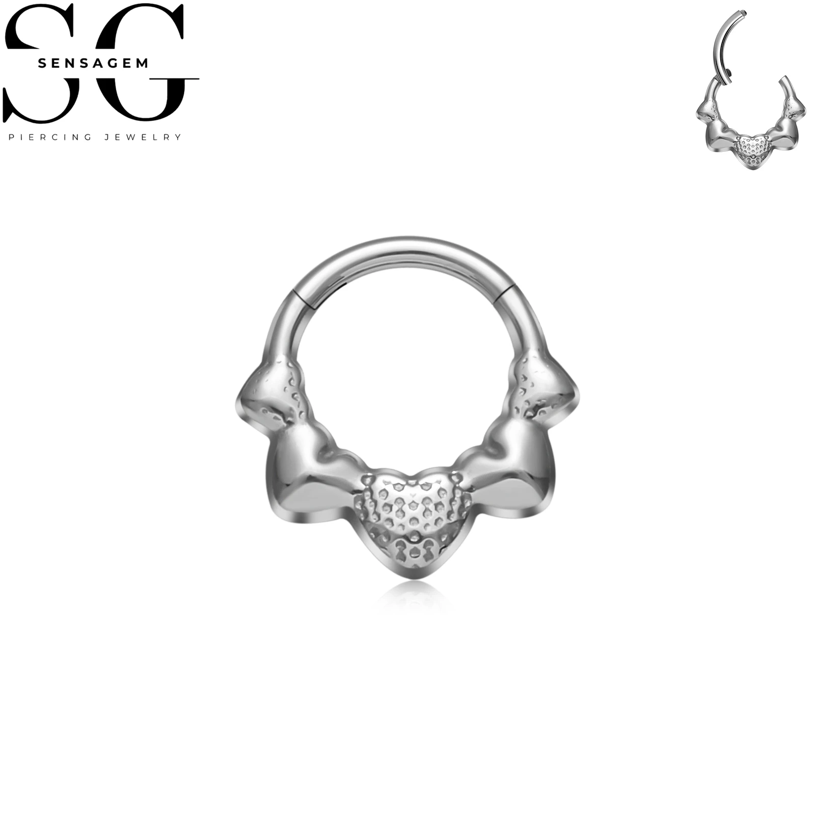 SG3282 F136 Titanium Ornamental Clicker Hoop Ring 1.2x8mm Septum Ring - Image 2