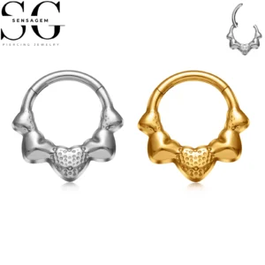 SG3282 F136 Titanium Ornamental Clicker Hoop Ring 1.2x8mm Septum Ring