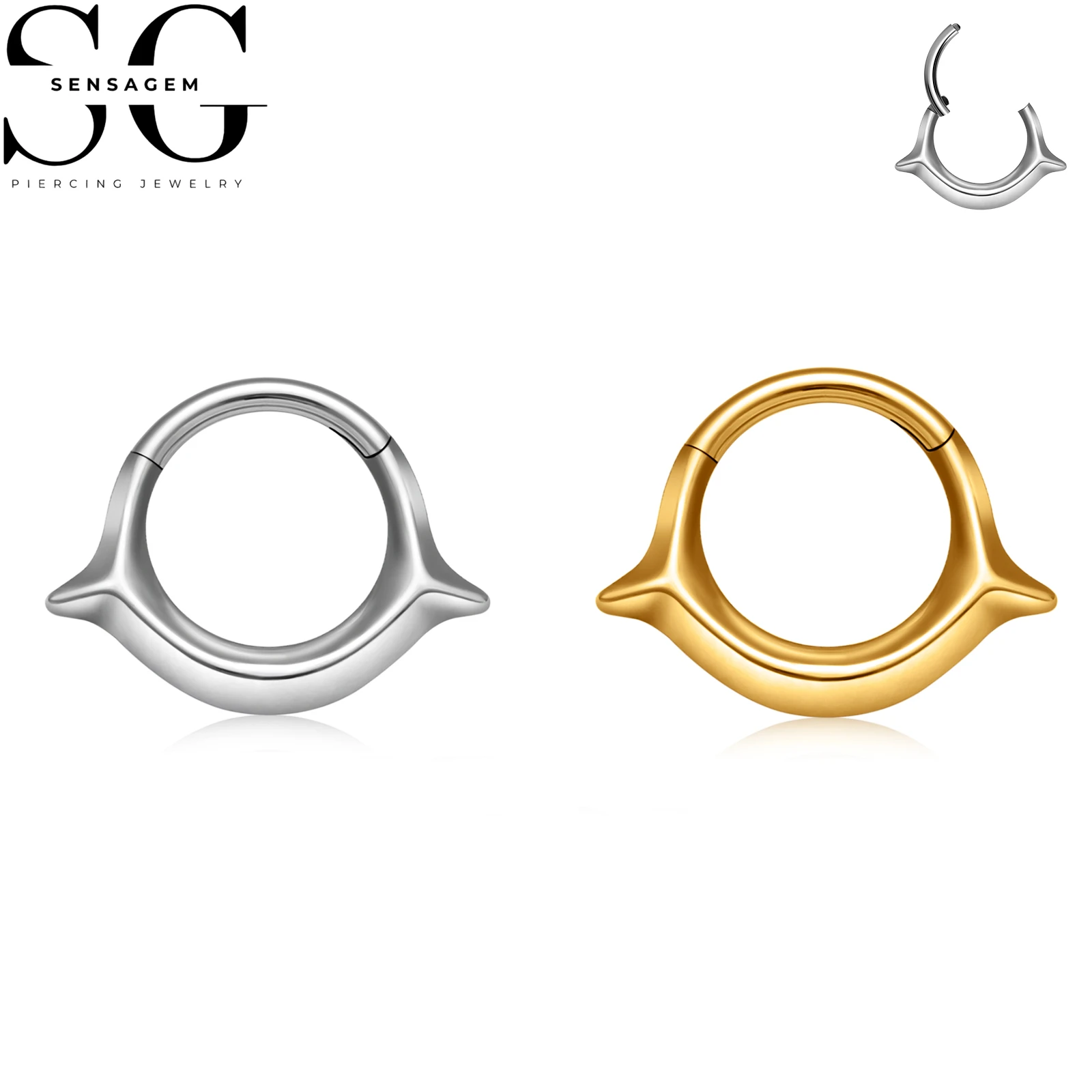 SG3283 F136 Titanium Horn Clicker Hoop Ring 1.2x8mm Septum Ring