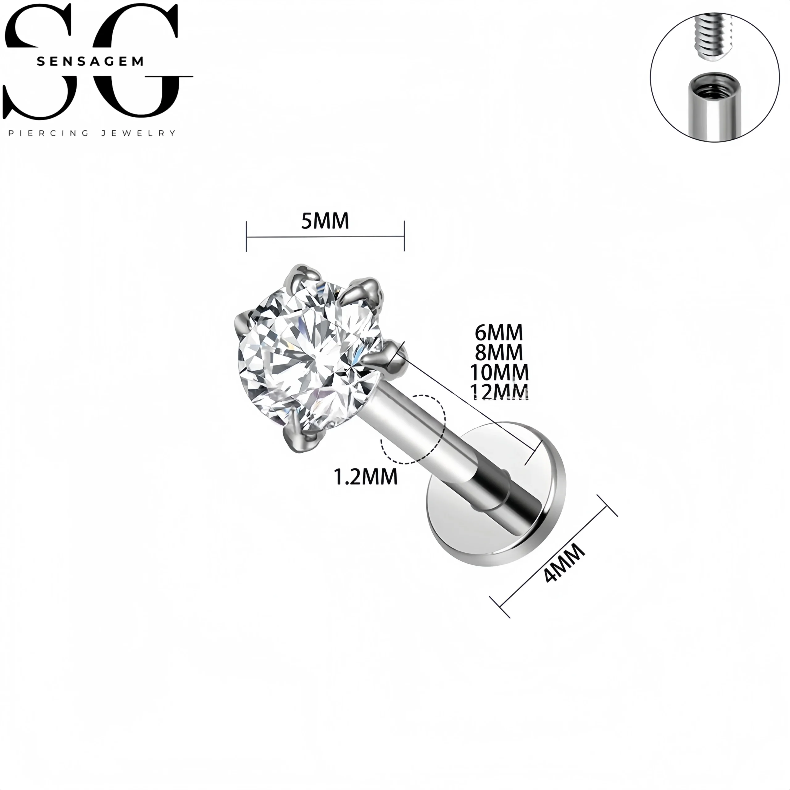 SG4417 F136 Titanium Dragon Claw Zircon Labret Stud Lip Piercing - Image 5