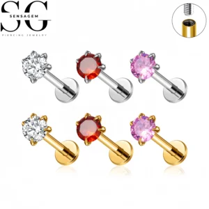 SG4417 F136 Titanium Dragon Claw Zircon Labret Stud Lip Piercing