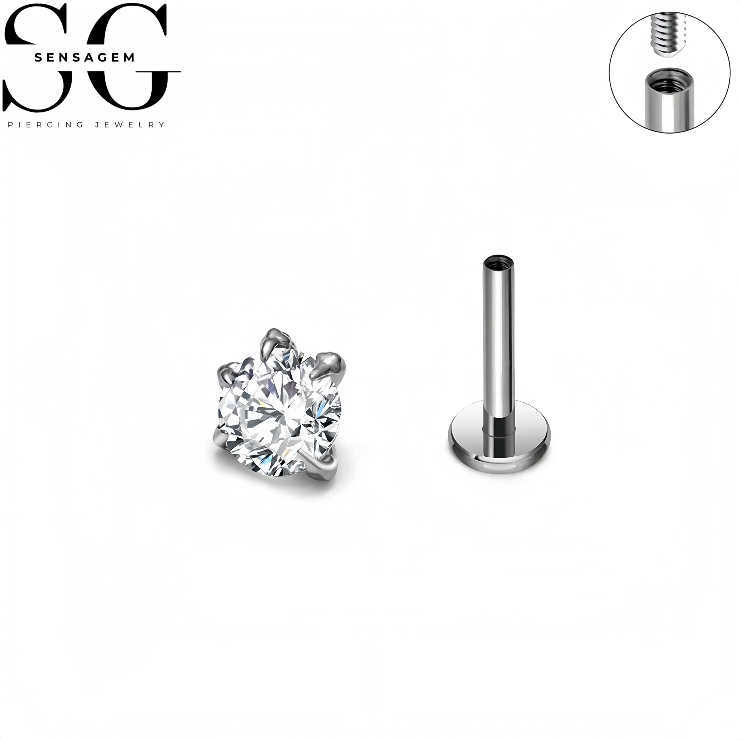 SG4417 F136 Titanium Dragon Claw Zircon Labret Stud Lip Piercing - Image 3