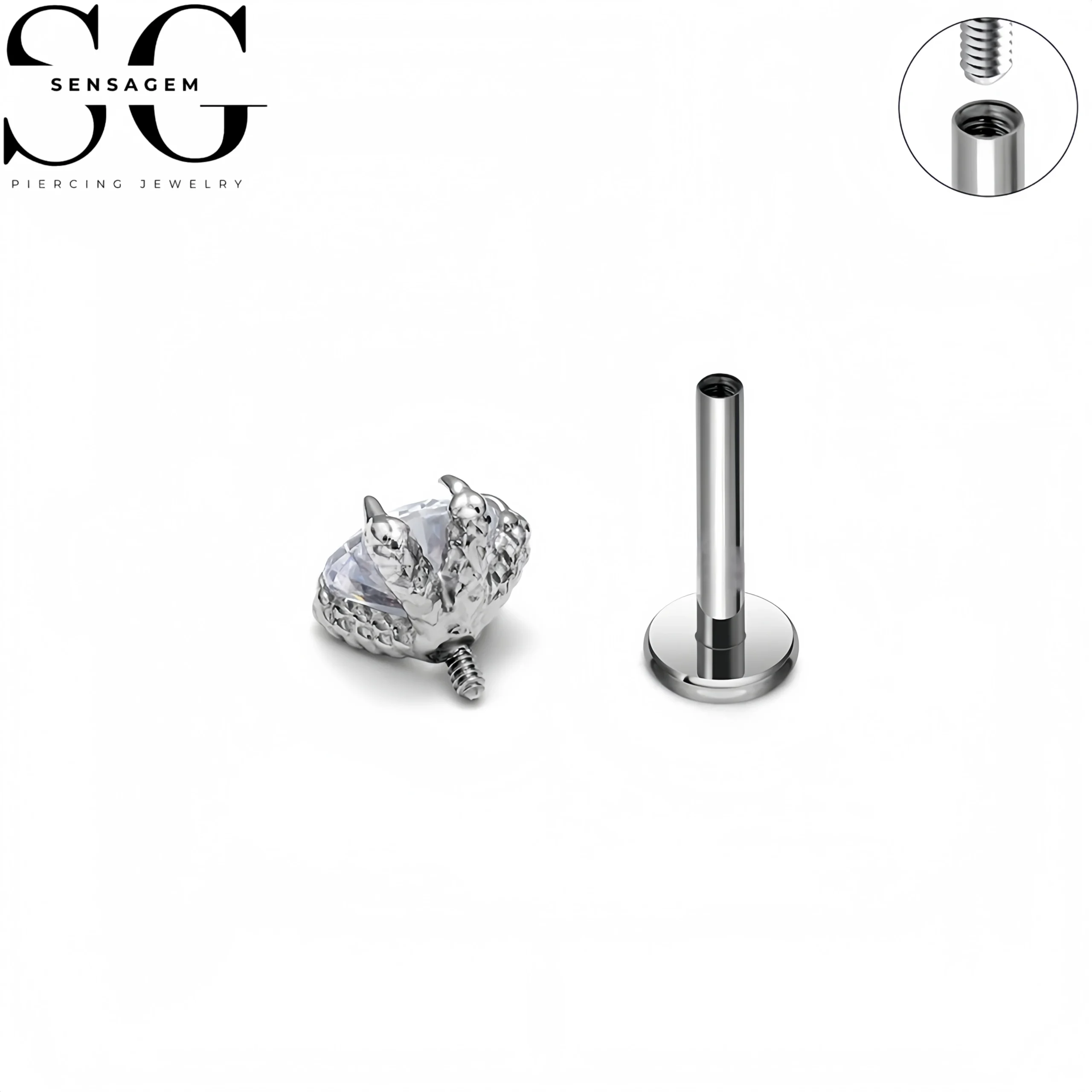 SG4417 F136 Titanium Dragon Claw Zircon Labret Stud Lip Piercing - Image 2